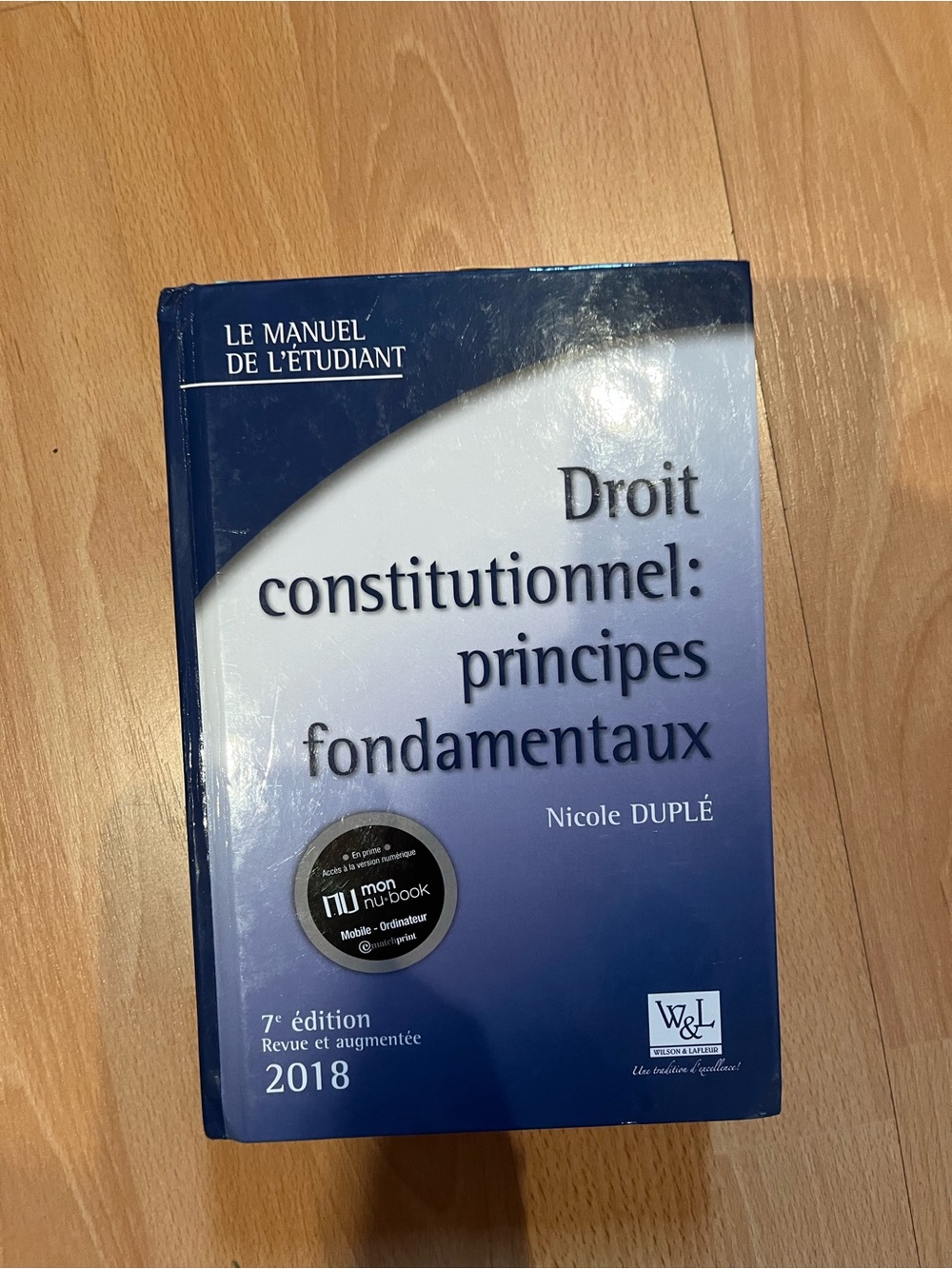 Nicole Duplé Droit constitutionnel: principes fondamentaux — Blue Cover